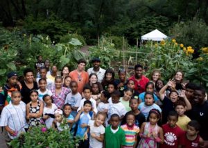 Above: A student tour at Riley-Levin Children’s Garden.